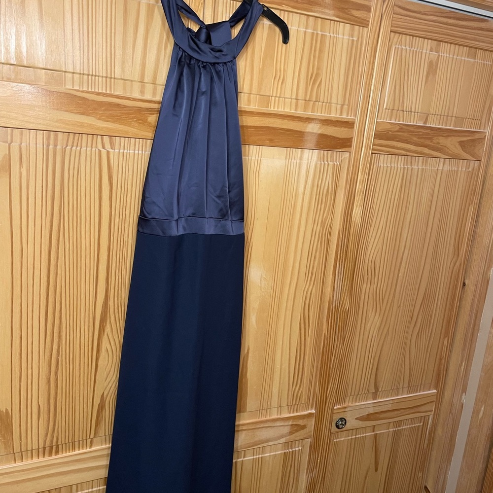 -After Six dress - Halter Charmeuse & Crepe Gown - Size 8- color Midnight NWOT